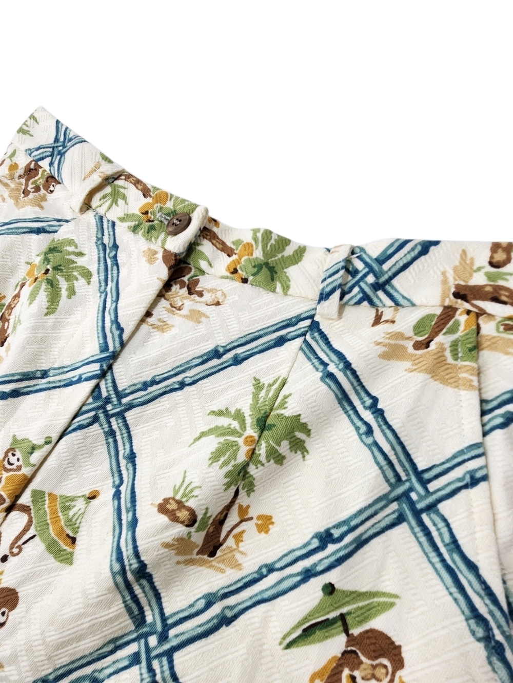 J. McLaughlin Vintage Monkey & Palm Tree Bamboo Trellis High Waist Shorts Sz 8 - Picture 3 of 10